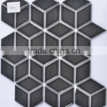 Suitable Family Design Pattern Black White Glass Mosaic Wall Tile