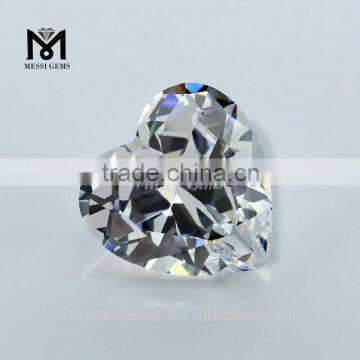 High quality cz loose stones heart cut 6x6 mm white faceted cubic zirconia