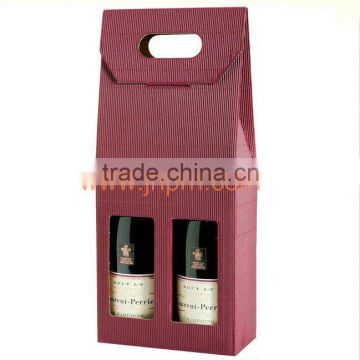 2 bottle wine bags made by red fluted paper in die-cut handle