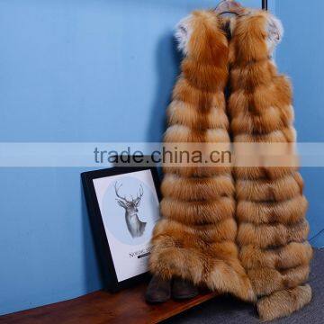 China Supplier Real luxury Long Style Red Fox Fur Vest for Elegant Women