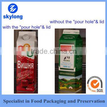 aseptic liquid packaging gable top milk carton with OR without cap