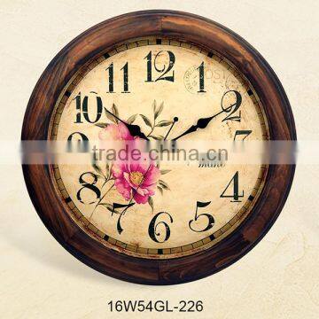 16 inch floral wall mounted high quality clocks(16W54GL-226)