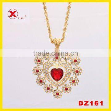 18k gold plated best friends heart pendant necklace ruby pendant