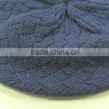 2015 Fashional Navy Cable Ladies' Knitted Baret