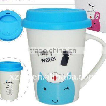 ceramic Mug With Silicone Cover, porcelain mug with silicone cap