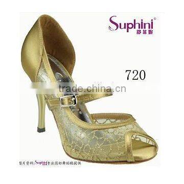 Satin with lace 8.5cm high heel ladies tango shoes