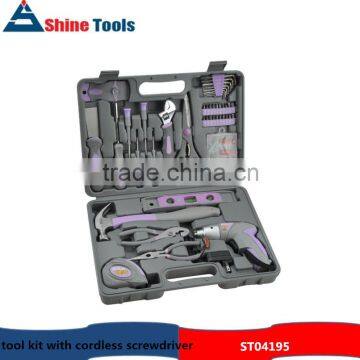 44pcs tool kit with electric cordless screwdriver