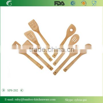 SP8-202/8 PCS Bio Degradable Organic Bamboo Wood Kitchen Utensil Tools Set in Mesh Bag