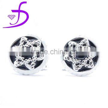 2015 fashion men silver cufflink jewish enamel Star of David style