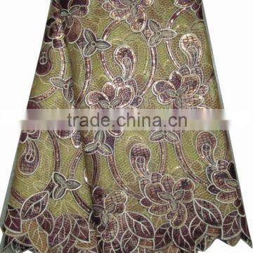 African organza lace with sequins embroidery CL8105-1brown