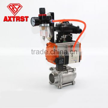 3pc Flange butt welding pneumatic actuator ball valve