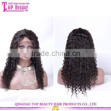 Wholesale Qingdao Factory Price 20 Inch Raw Unprocessed Virgin Peruvian Hair Lace Wig Curly Human Hair Topper Wig photo-3