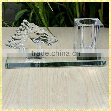 Exquisite Clear Crystal Office Desktop Set With Horse Head Figurines