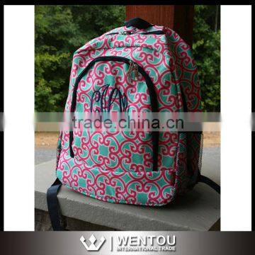 Personalized Pink Mint Floral Girl Embroidered Bookbag