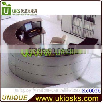 2014 Modern design white painting reception counter with glass