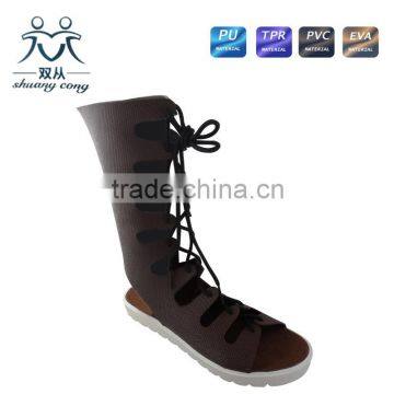 2016 latest design fashion roman lace boot and sandals for ladies