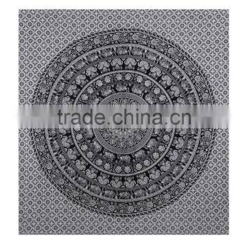 Wall Hanging Mandala Tapestry, White & Black Color Tapestry, Elephant Hippie Bohemian Tapestry Wholesale Supplier