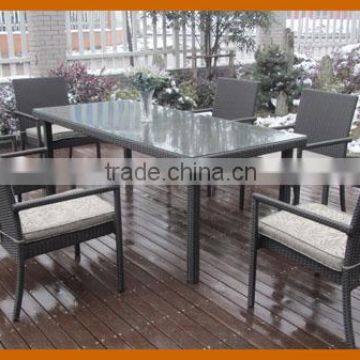 Morden Glass Dining Table 8 Chairs Set Rattan