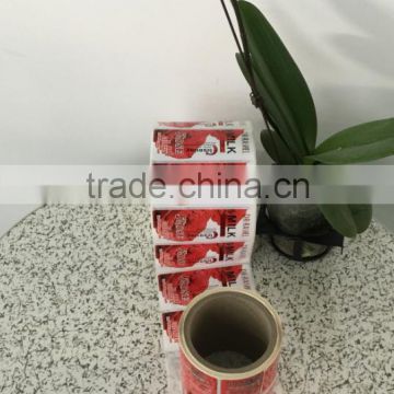 Factory price and high quality rolling water drink vinyl labels printing adhesive stickers