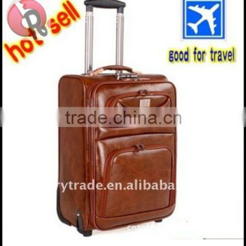 The Rolling Carry On and Laptop Bag Tan Leather Luggage Suitcase