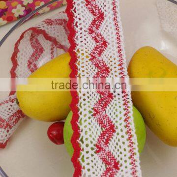 6cm Red-white High Quality Modern Design Ribbon Cotton Lace Trim C600407