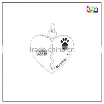 Custom logo pet paw heart metal pendant