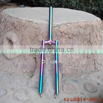 titanium MTB bike front fork with rainbow color mountain bike front fork titanium rainbow color mtb front fork