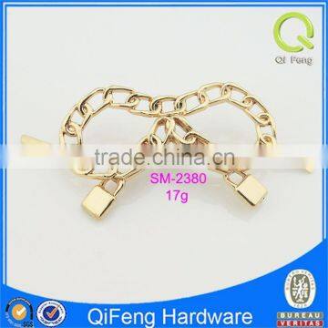 SM-2380 accessories for women shoes newest bowknot metal decorative chian and lock combo design