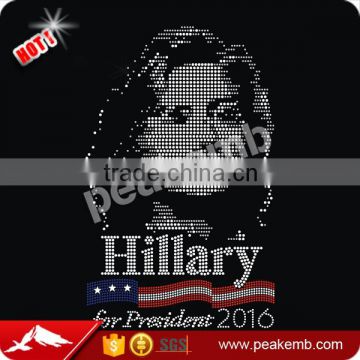 Beautiful Hillary for President iron on rhinestone transfer motif