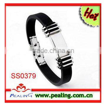 Man design stainless steel silicone bracelet metal