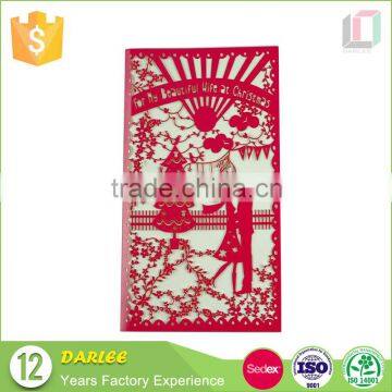 China new style custom laser cut lovely wedding invitation card