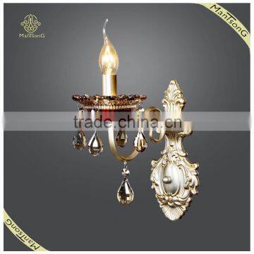 Crystal Decorative European Style Candle Wall Sconce Light Antique Brass