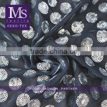 Latest / fashionable sequin fabric textile, silver sequin dot pattern fabric textile