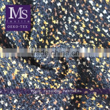 Polyester wool tweed two layers colored dots woven fabric for winter garment