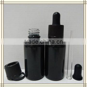 wholesale glossy black glass dropper bottle