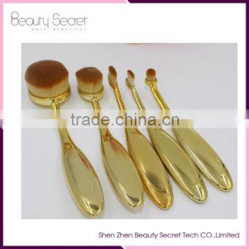 5 Pcs Professional Makeup Brushes Set Oval Cream Puff Toothbrush Brush Rose Gold