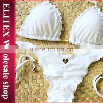 2017 white curved edges string bikini CK198