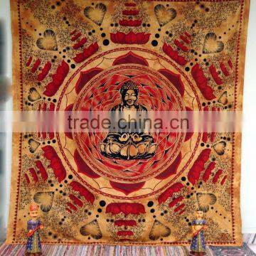 Lotus Buddha Indian Mandala Tapestry Wall Hanging Decor Ethnic Bedspread Buddhism