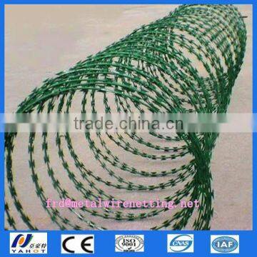 green colour epoxy coating razor wire