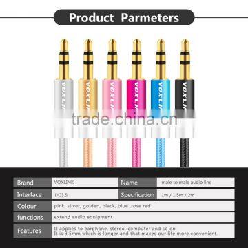 VOXLINK 1m Gold Plated&metal&nylon Braid 3.5 mm Jack Aux Stereo Audio Cable Male to Female Extension Cable photo-3