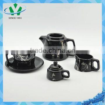 Elegant Black Flower Pattern Ceramic Tea Pot photo-2