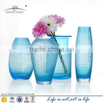 different shaped restaurant table flower light blue handmade vase for home decoration