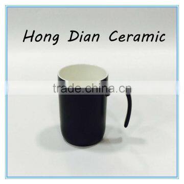 ceramic coffee mug with Special handle,Glazed Ceramic Mug,MATT black mug with special handle