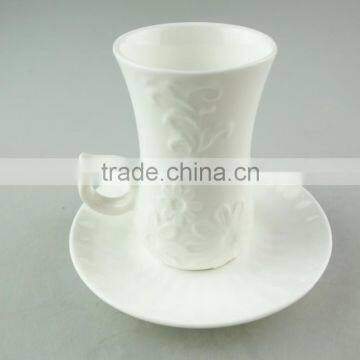 unique shape white porcelain coffee cup with saucer set tea set in stocklots