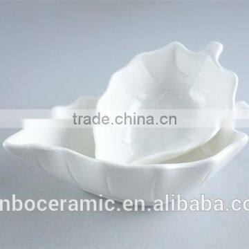 beautiful small white porcelain leaf-shaped plate