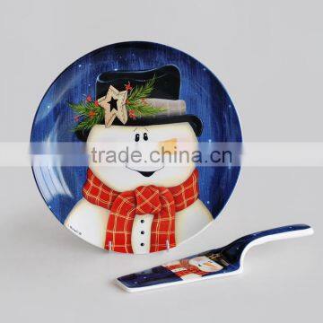 Cake Plate With Shovel Christmas Design Porcelain Plate 12" photo-2