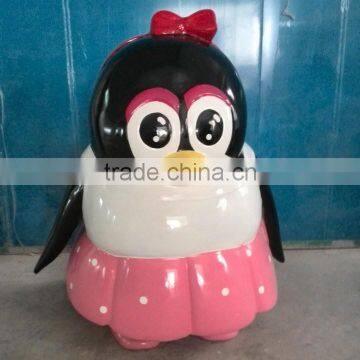 FRP penguin girl sculpture