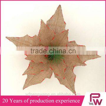 Bulk Buy Linen Poinsettia Flower Christmas Decorations photo-3
