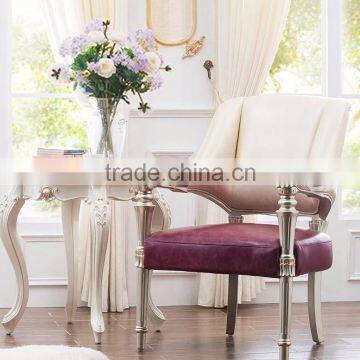 New Arrival Luxury Elegant European Style Queen's Armchair Made of White and Purple Leather BF12-04054a