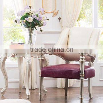 Retro Vintage French Louis Style Golden Framed Solid Wood Armchair With Leather Upholstery BF12-05274b photo-6
